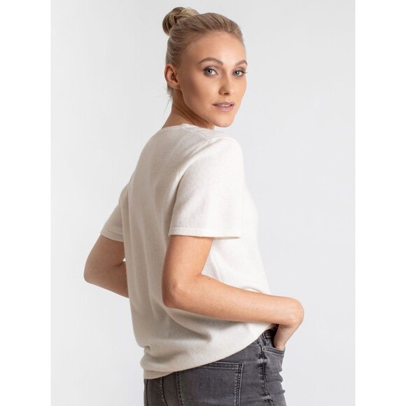 (A2) Cashmere 100%, ONLY AT BLOOMINGDALE'S T-shirt "Fresh"-bone color, Size M. - Picture 9 of 13